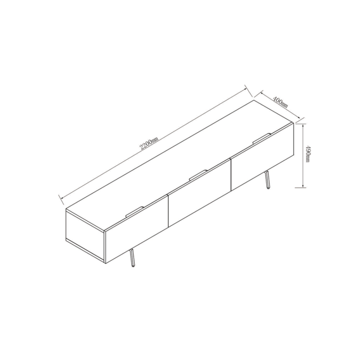 TV meubel - Duinkerke - Walnoot - 220 cm