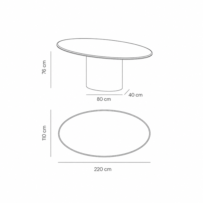 Ovale eettafel betonlook - Dena - Latte - 220cm - StoneSkin