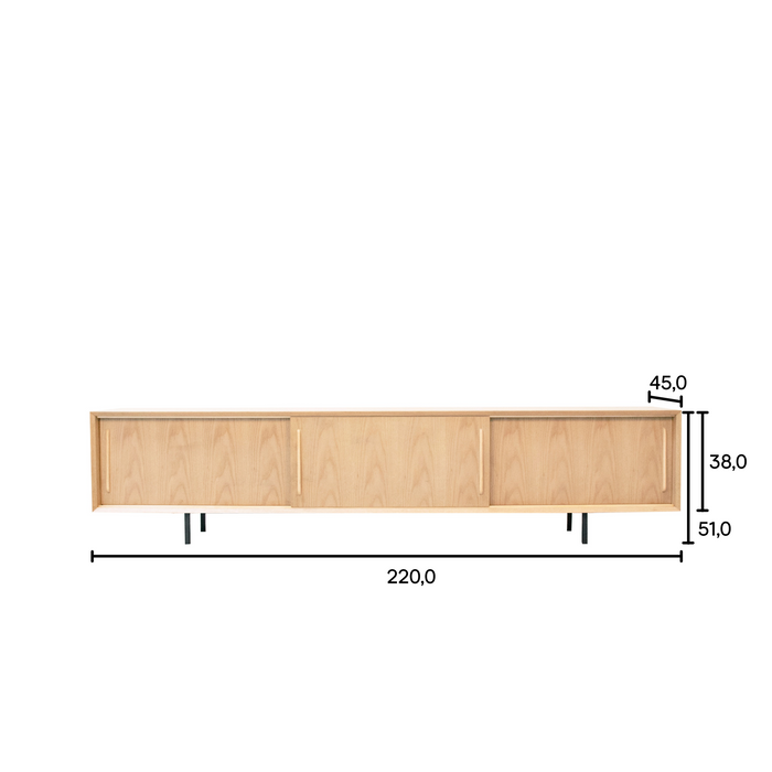 Eiken TV-meubel - Natuurlijk Hout - Oskar - 220cm