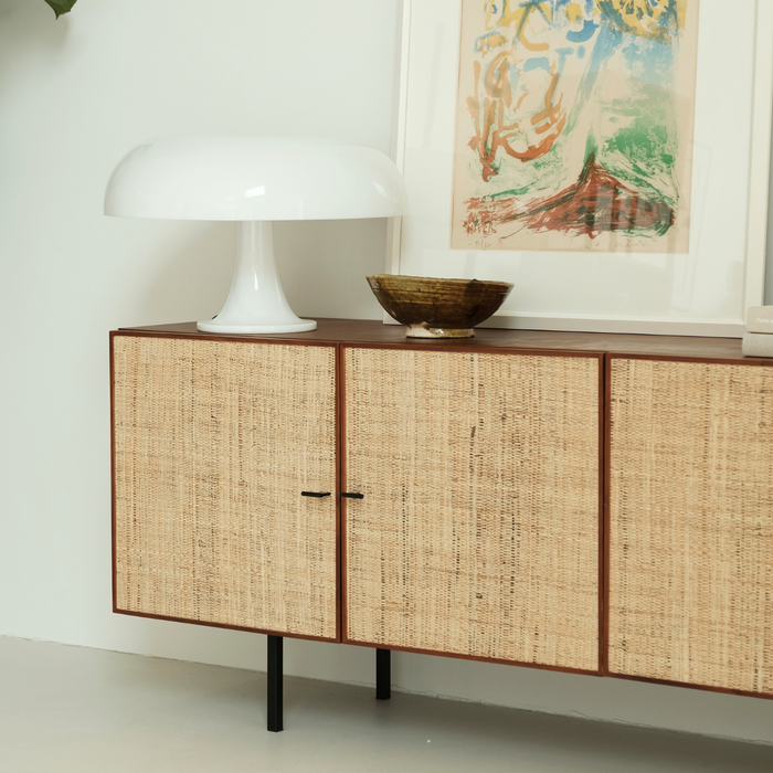 Mark - Dressoir Met Raffia- Walnoot