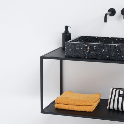 Zwart terrazzo marmer lavabo