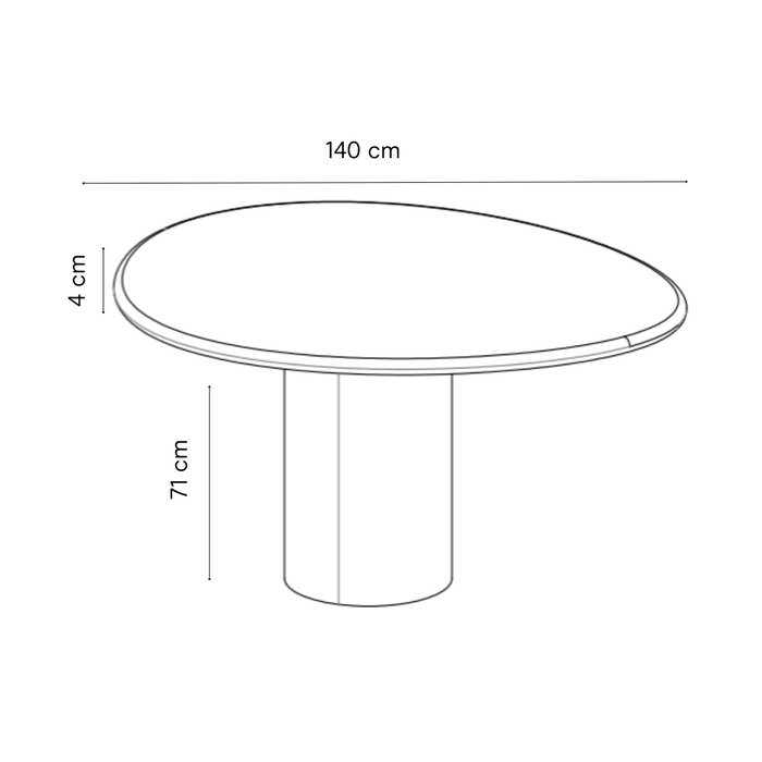 Eettafel Reef - Latte StoneSkin poot - Wit Travertin blad half gevuld - 140 cm