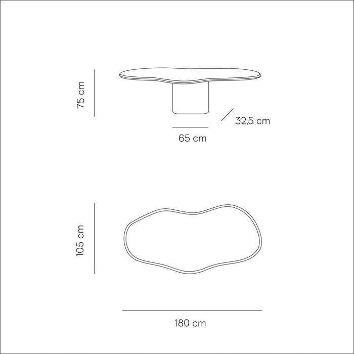 Technische tekening eettafel limoges in 180 cm