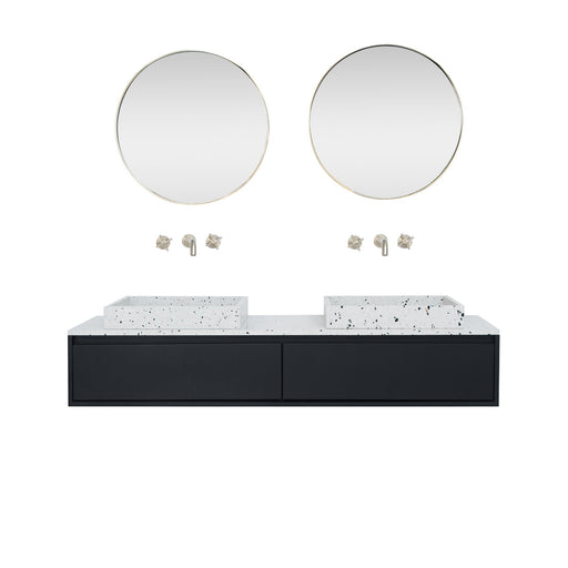 Zwart badkamerset Ann - George wastafel Terrazzo - Terrazzo bovenplaat - 150 cm