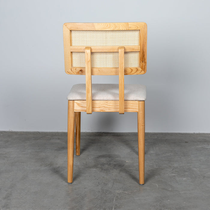 Retro Eetkamerstoel in Naturel Wit Hout Furnified