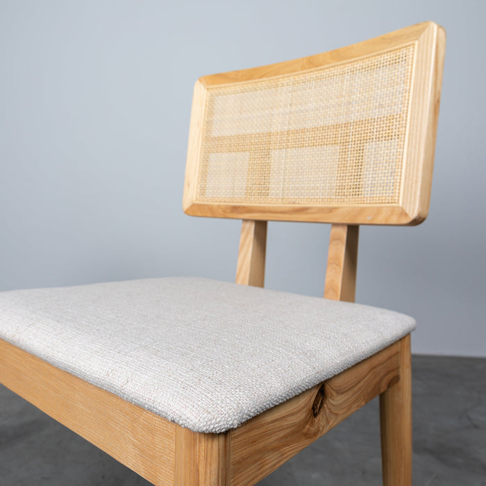 Eetkamerstoel met rotan rug Charles Eik Naturel Rotan Gebroken Wit Furnified