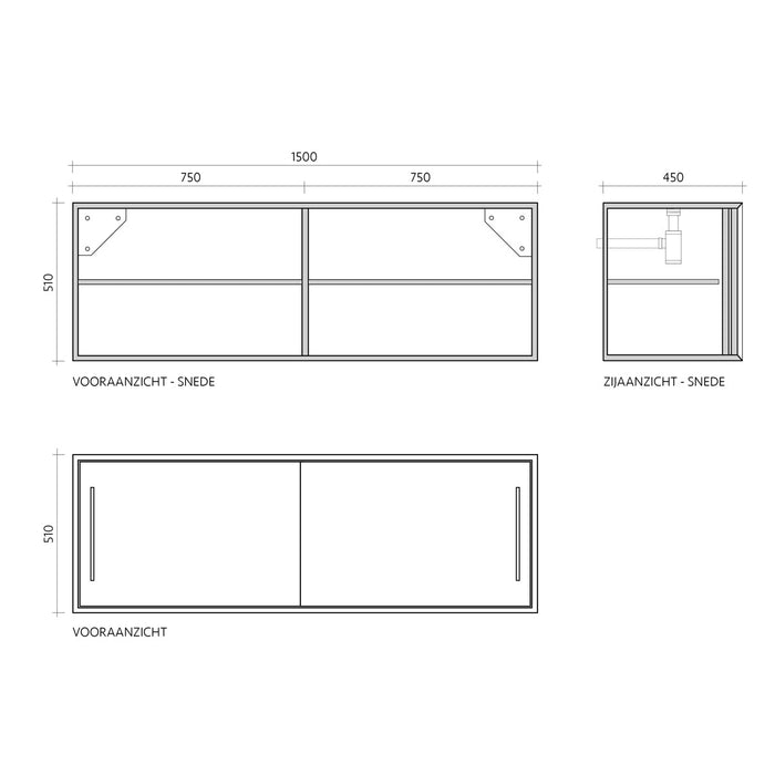 Badkamermeubel - Beige Marmer - Wastafel George Veneer - Eik (150 cm) - Nestor