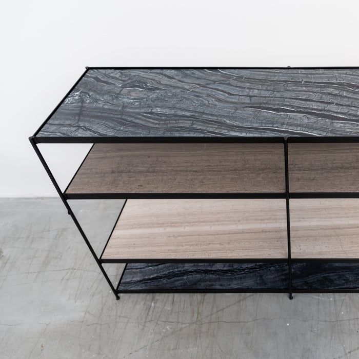 Marmeren Wandkast in Zwart Metaal Furnified