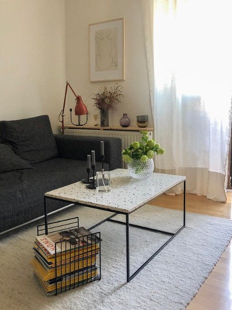 Rechthoekige salontafel Miles Wit Terrazzo 90cm