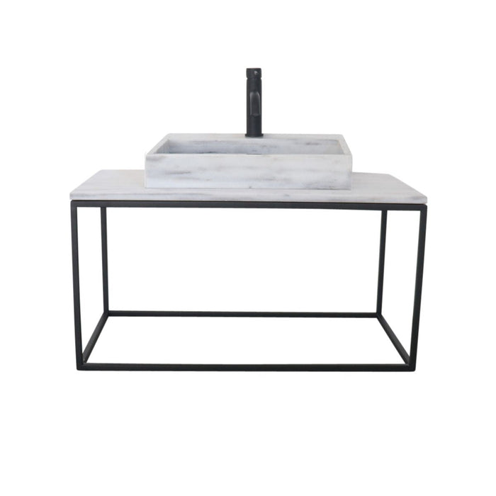 Set Geoffrey 80cm George Wastafel MKG in Wit Marmer
